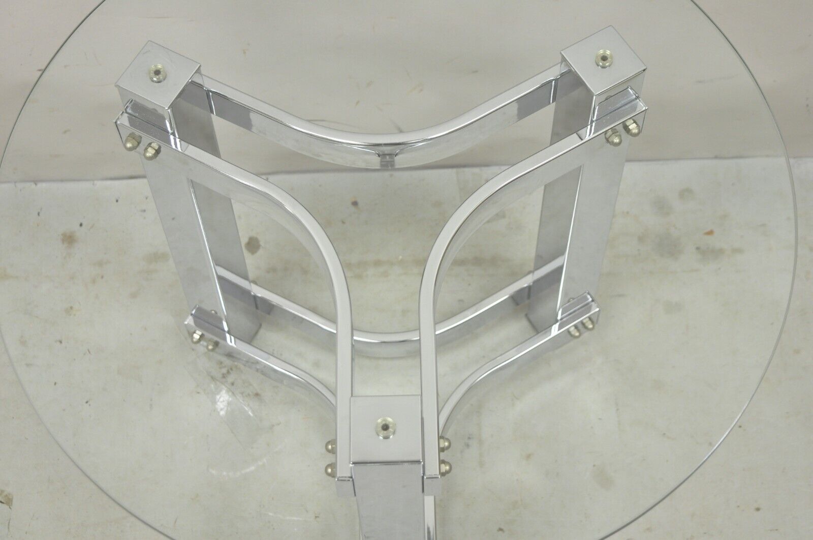Vintage Chrome and Glass Mid Century Modern Space Age Round Accent Side Table