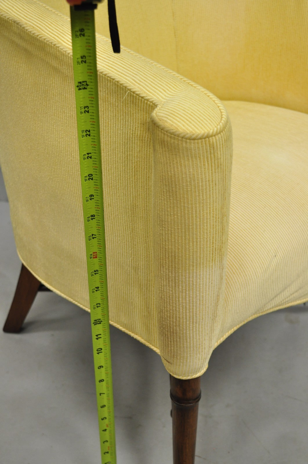 Vintage Faux Bamboo Hollywood Regency Barrel Back Club Lounge Chairs - a Pair