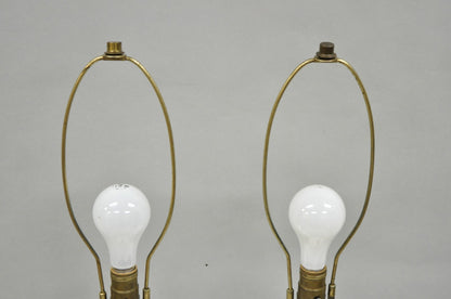 Vintage French Country Renaissance Frosted Glass Urn "Courting" Table Lamp, Pair