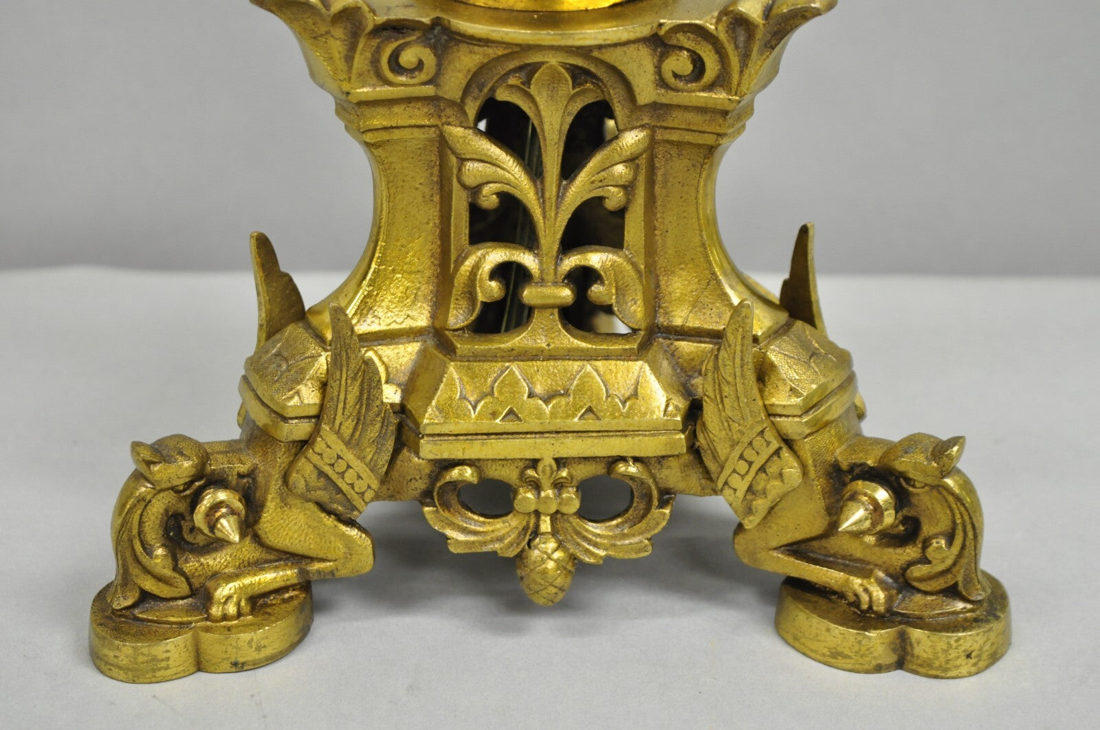 Antique French Empire Renaissance Bronze Maiden Candlestick Table Lamp