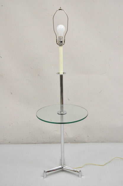 Vintage Mid Century Modern Chrome Space Age Tripod Base Side Table Floor Lamp