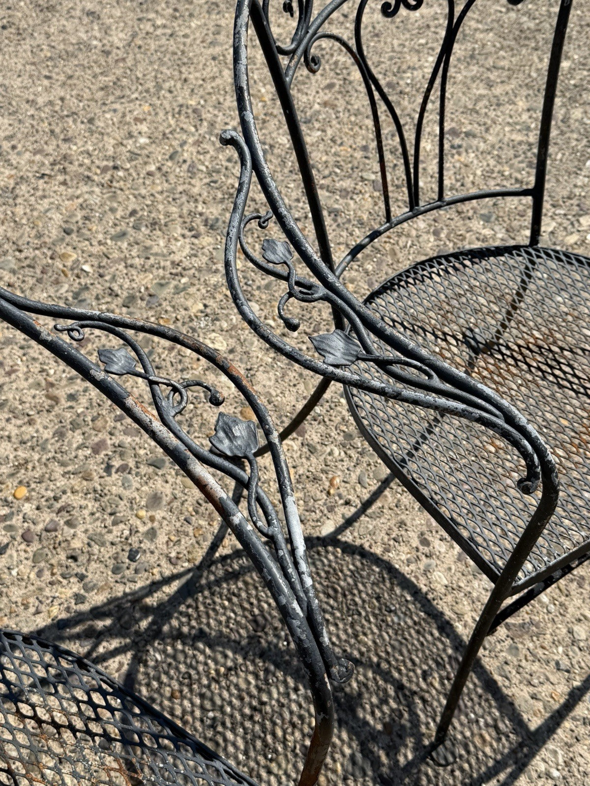 Salterini Style Wrought Iron Garden Patio Arm Chairs by Florentine Craft Studio