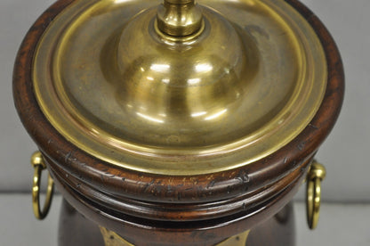 Vintage Frederick Cooper Colonial Style Solid Pine Wood Barrel Brass Table Lamp