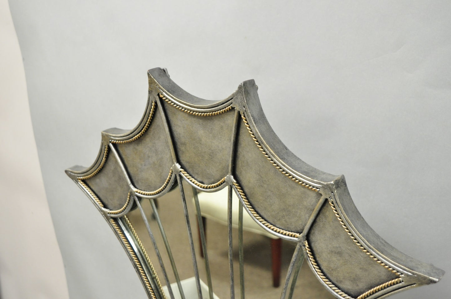 Contemporary Mediterranean Style Silver Gilt Iron Metal Mirror Fireplace Screen