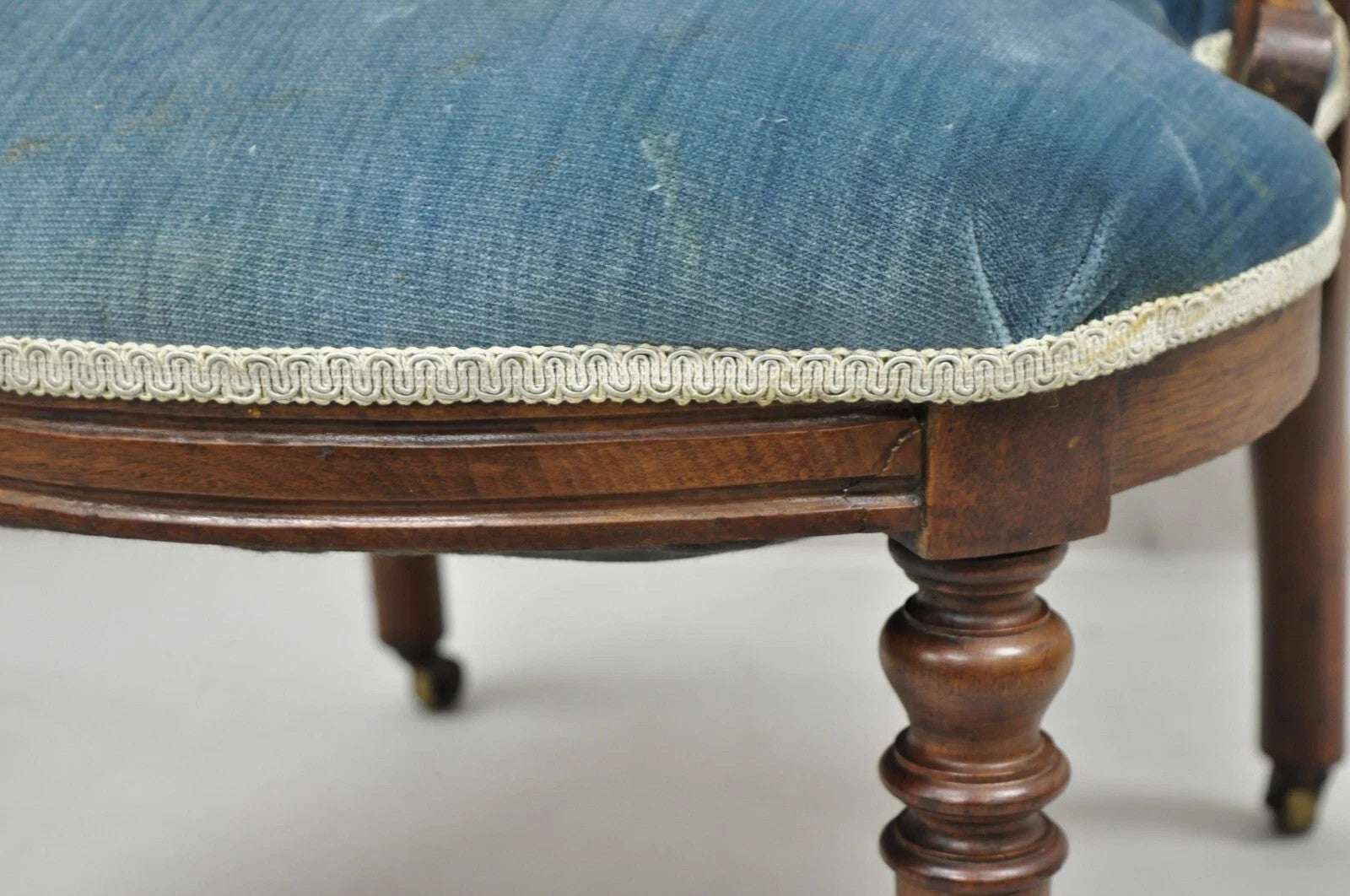 Antique Victorian Walnut Harvest Fruit Carved Slipper Chair attr. J & J W Meeks