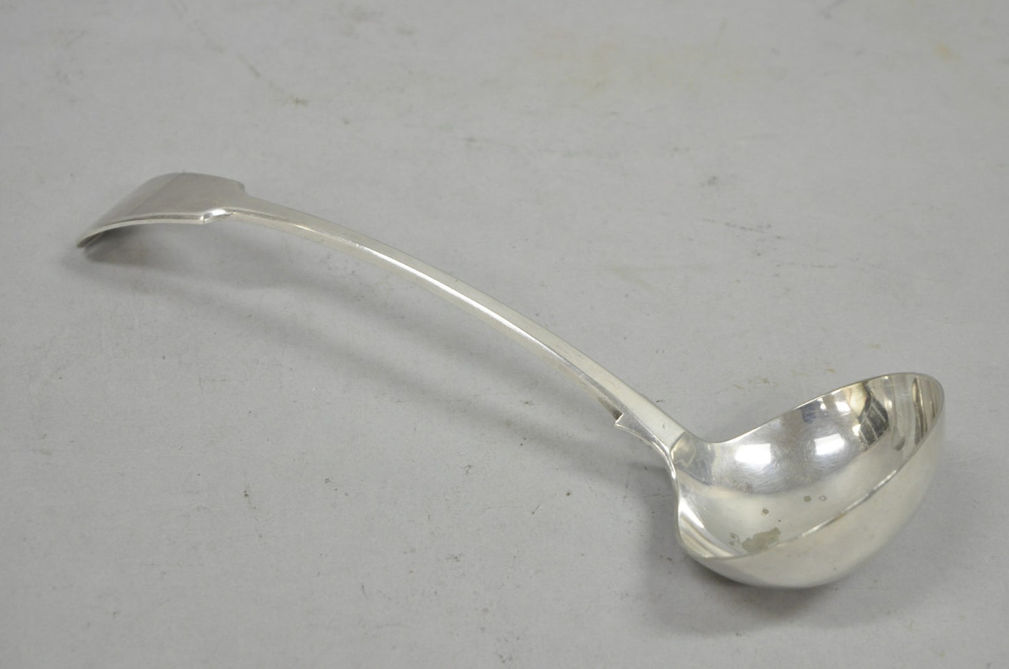 Antique English Victorian Daniel & Arter Fiddle Pattern Silver Plated Soup Ladle