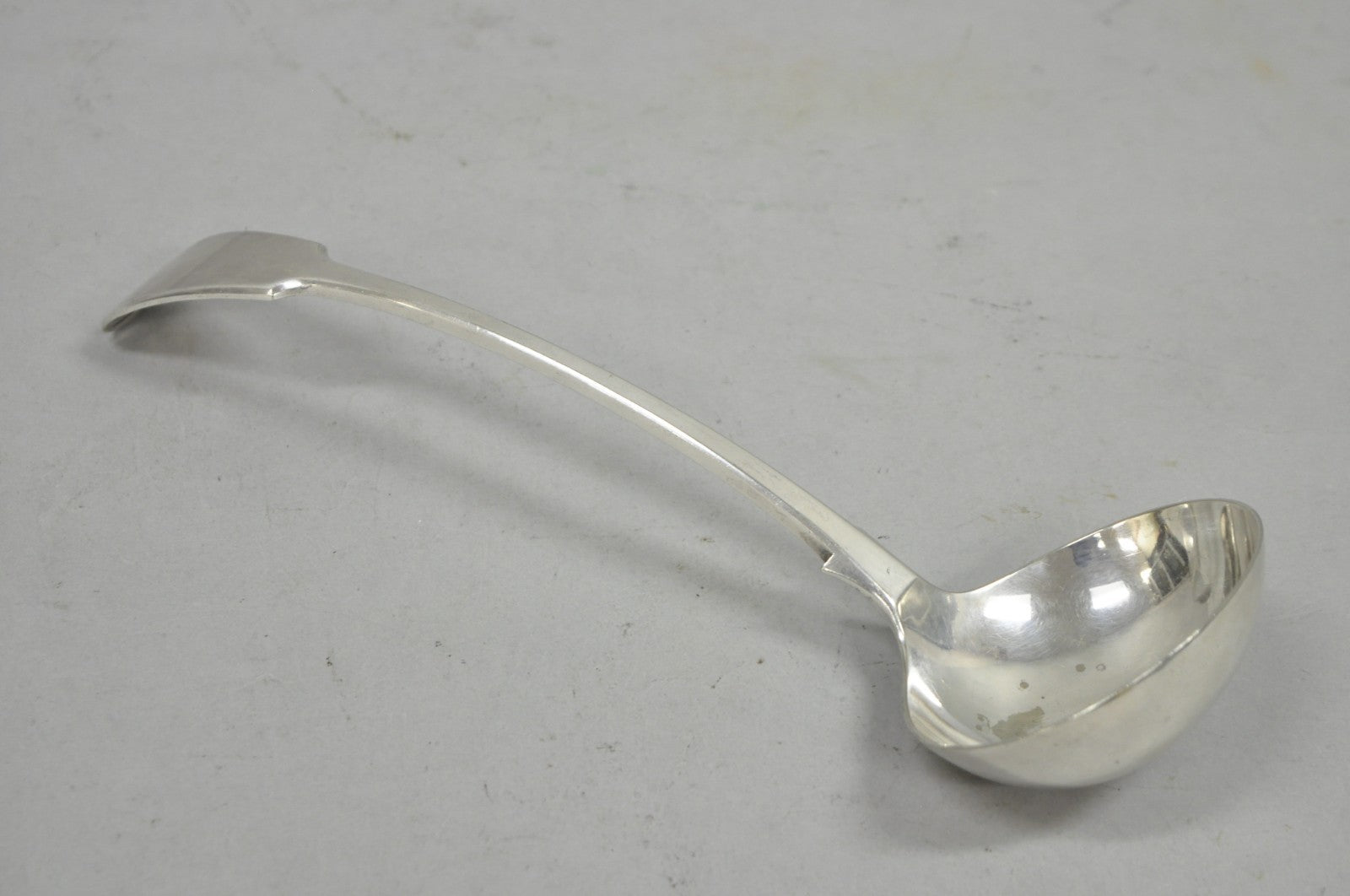 Antique English Victorian Daniel & Arter Fiddle Pattern Silver Plated Soup Ladle