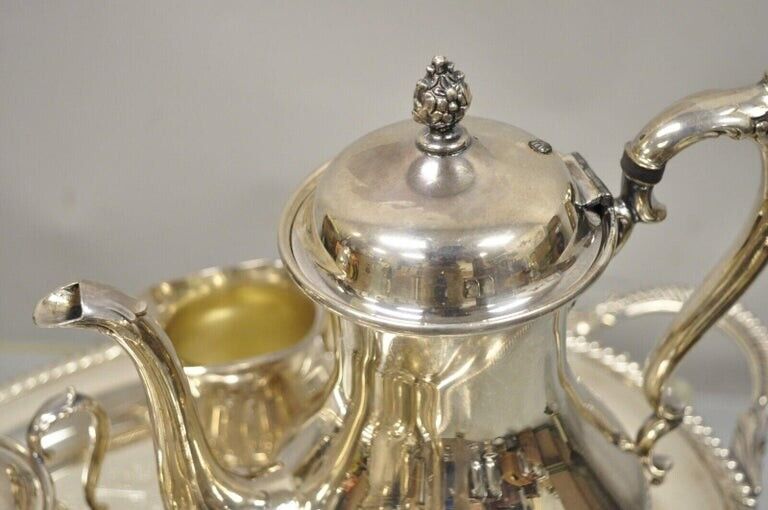 Wilcox International Silver Co Silver Plated Tea Set w/ Serving Tray - 5 pc Set