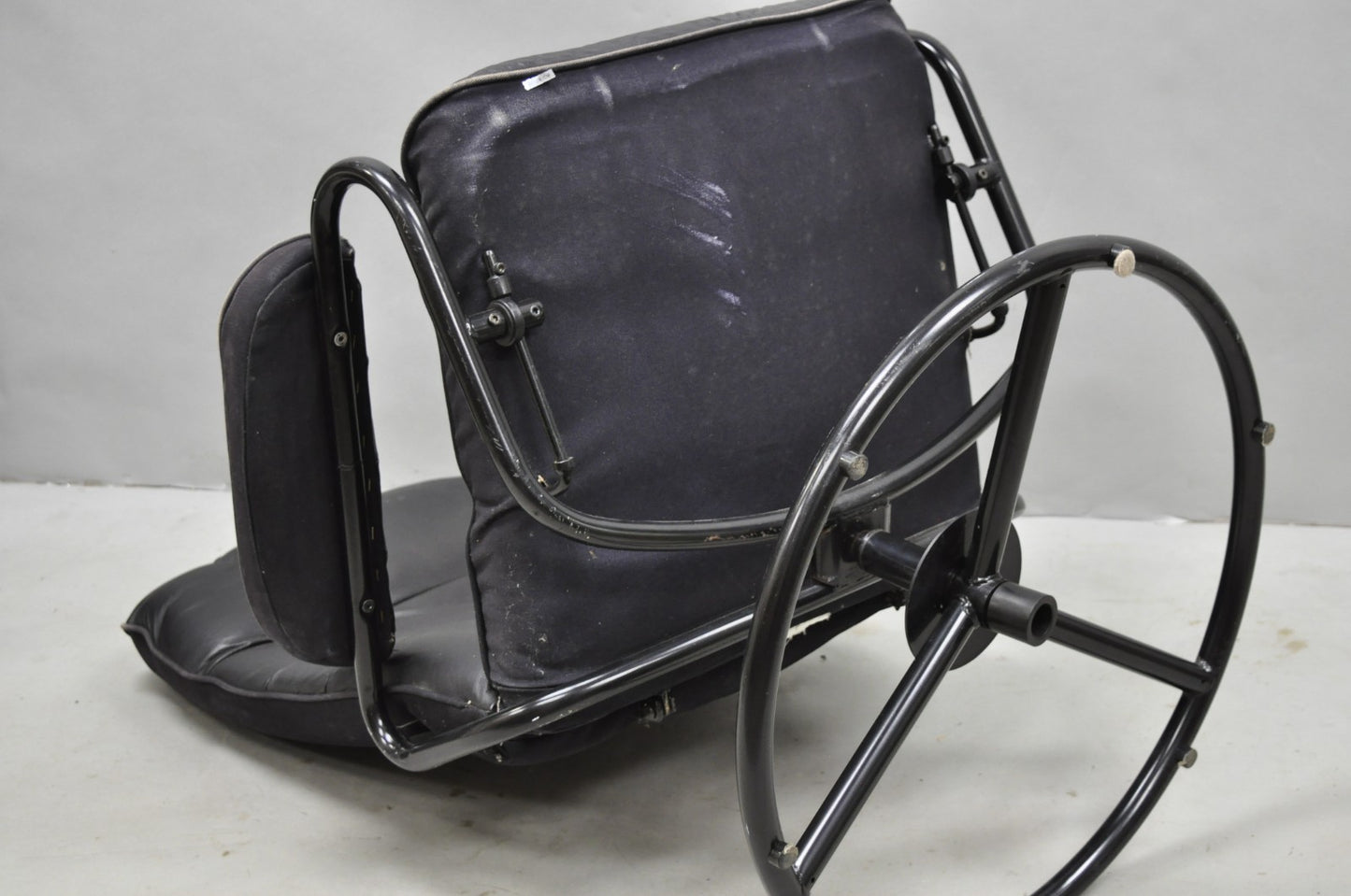 Vintage Black Leather Ekornes Stressless Style Swivel Recliner Lounge Chair