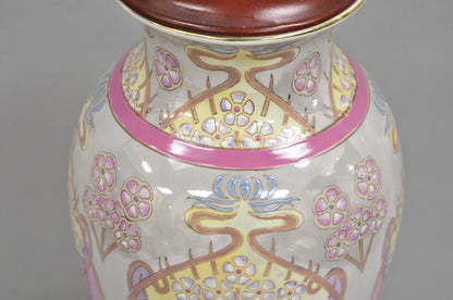 Vintage Chinoiserie Pink Glazed Porcelain Chinese Art Nouveau Table Lamp