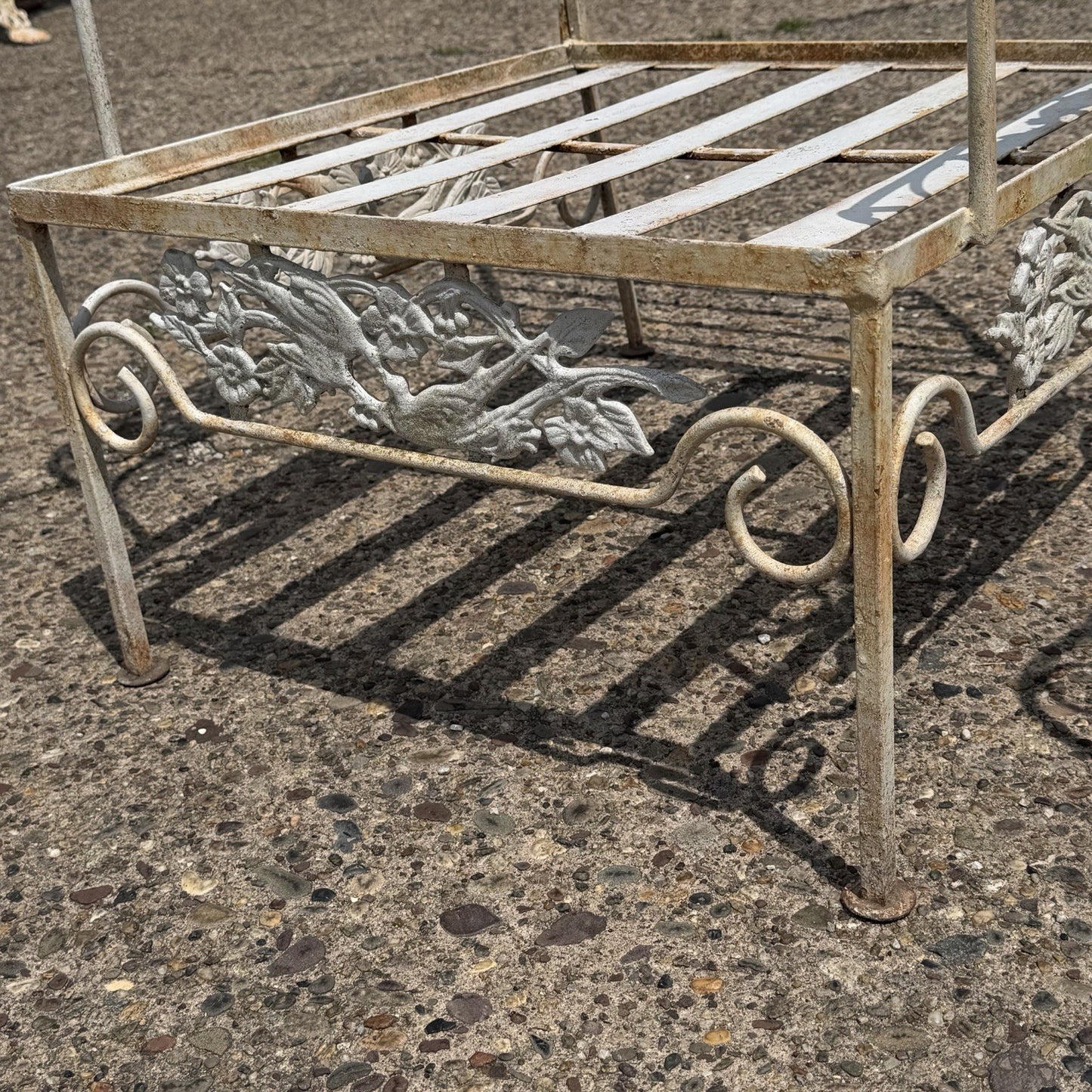 Vintage Russell Woodard "Kissing Birds" Wrought Iron Patio Lounge Chair - Pair