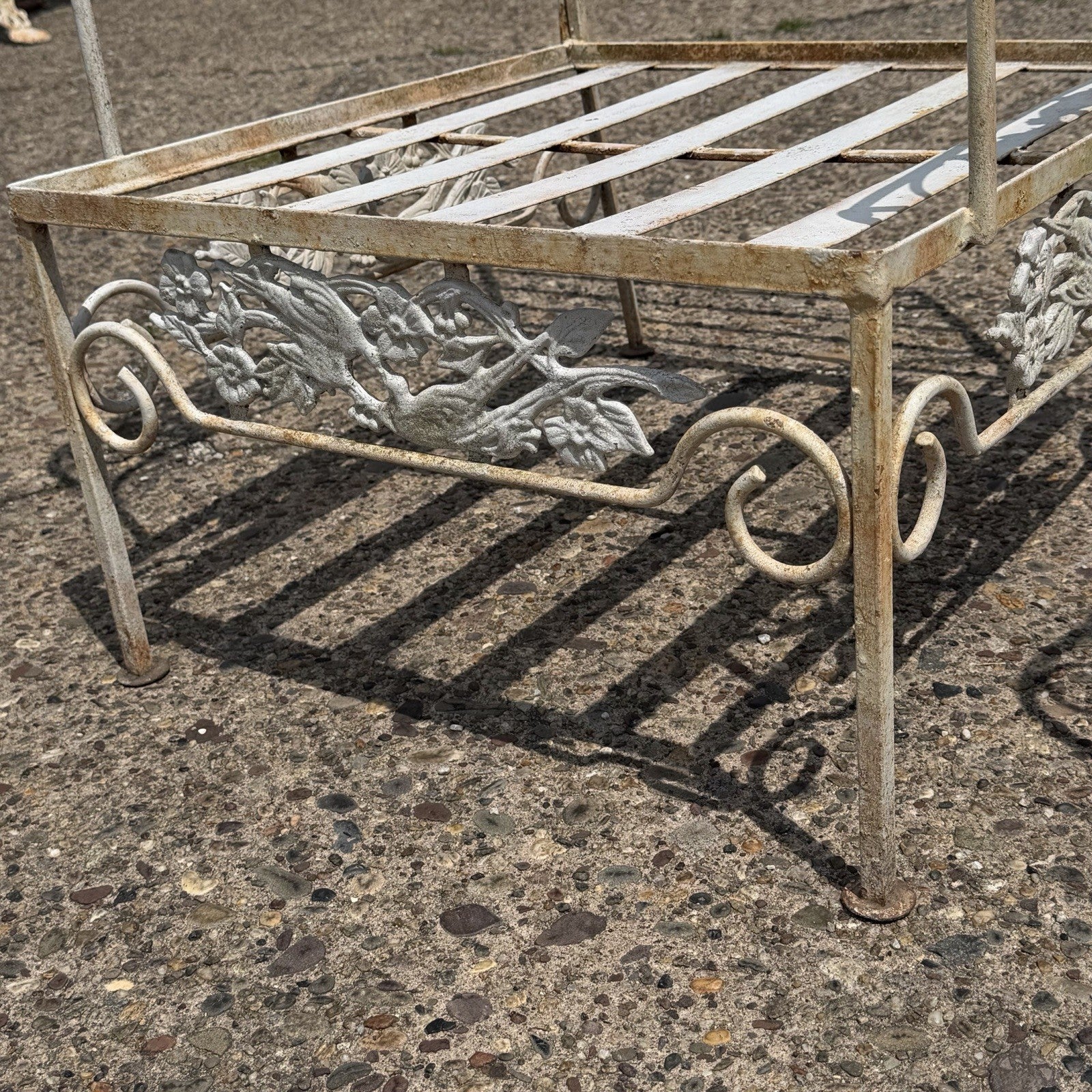 Vintage Russell Woodard "Kissing Birds" Wrought Iron Patio Lounge Chair - Pair