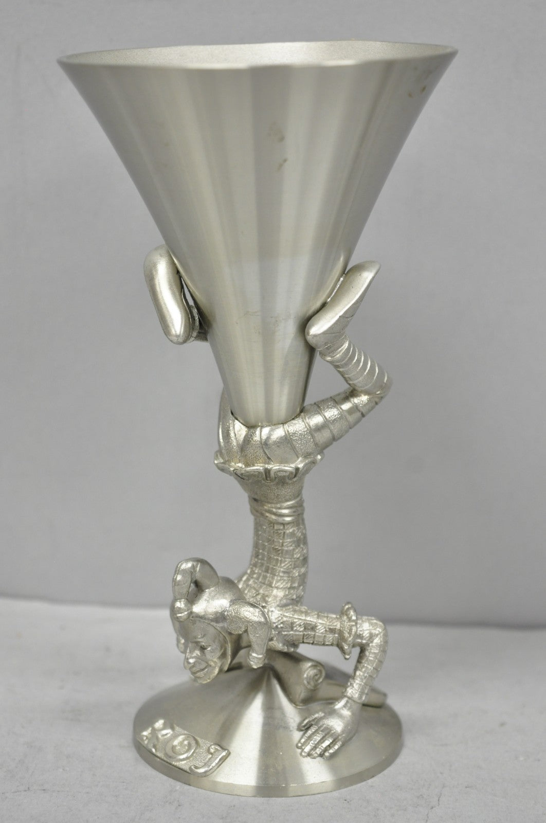 Vintage Royal Order of Jesters Figural Pewter Metal Award Renaissance Goblet