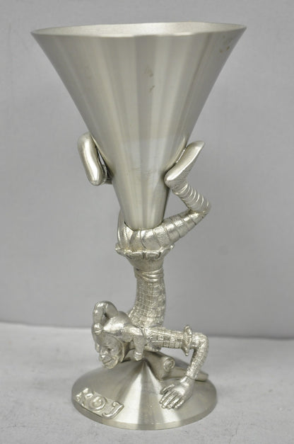 Vintage Royal Order of Jesters Figural Pewter Metal Award Renaissance Goblet