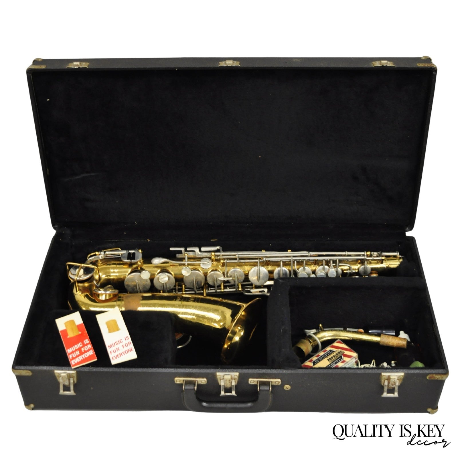 Vintage Bundy Selmer Brass Alto Saxophone in Hard Case w/ Extras