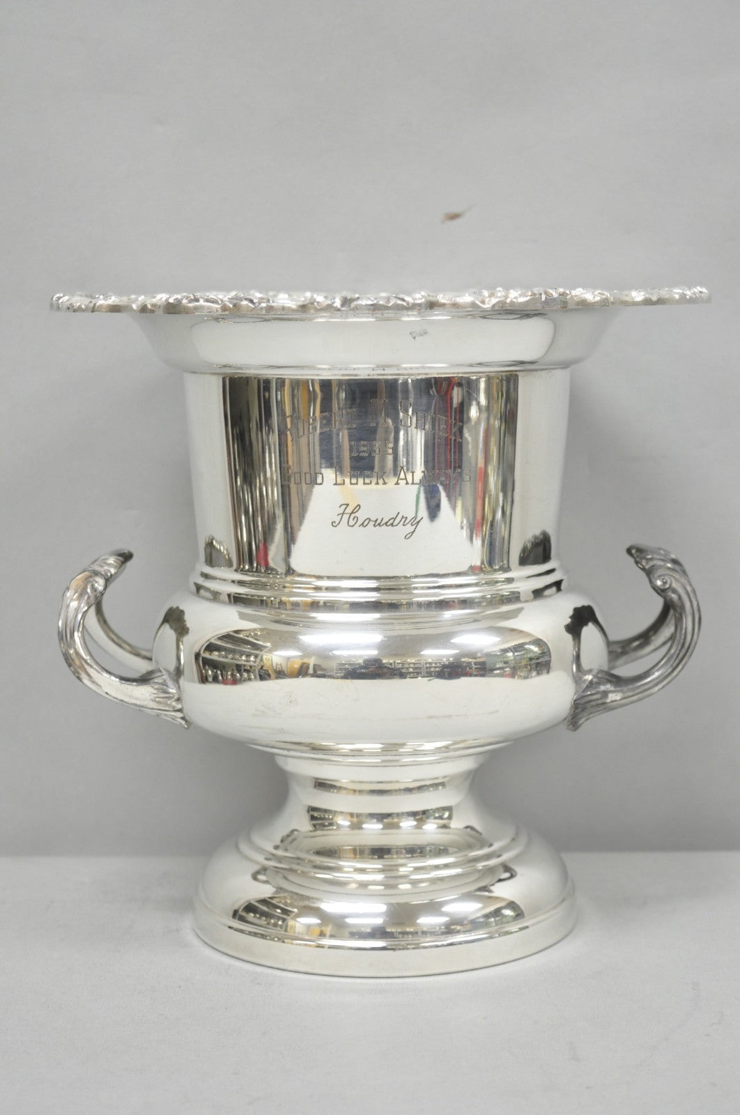 Vintage FB Rogers Silver Plated Trophy Cup Champagne Chiller Ice Bucket Engraved