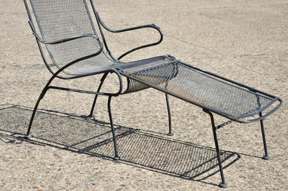 Vintage Woodard Wrought Iron Garden Chaise Lounge Chair w/ Removable Footstool