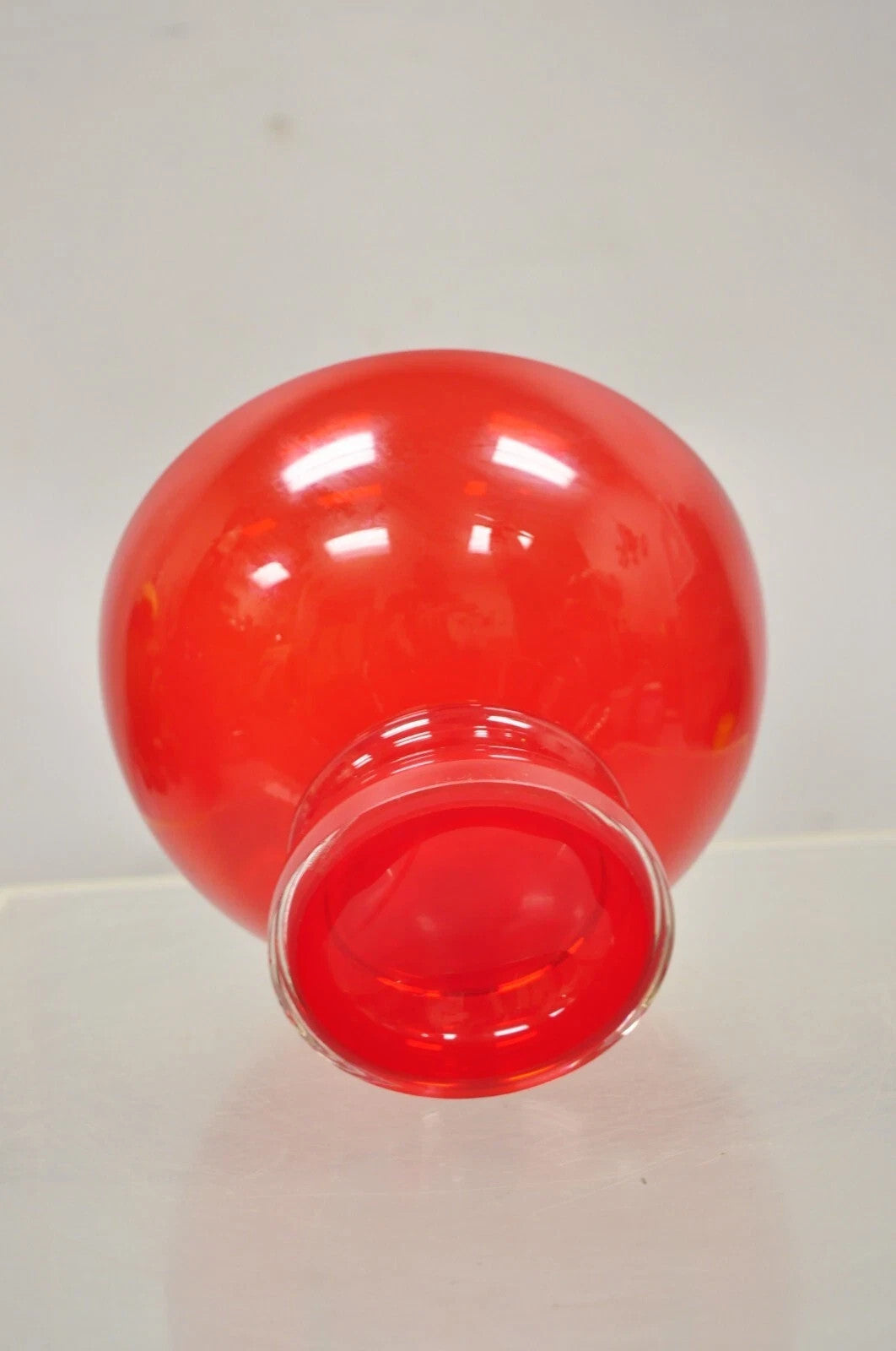 Vintage Marquis Waterford Red 8" Tango Footed Mid Century Modern Glass Bowl