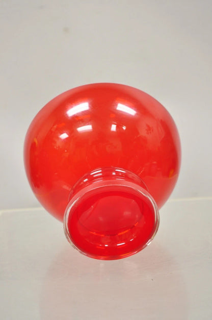 Vintage Marquis Waterford Red 8" Tango Footed Mid Century Modern Glass Bowl