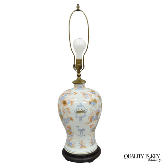 Japanese Imari Vase Oriental Blue Porcelain Armorial Ginger Jar Table Lamp