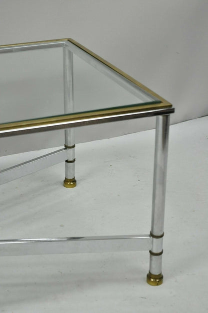 Italian Neoclassical Maison Jansen Style Steel & Brass Rectangular Coffee Table