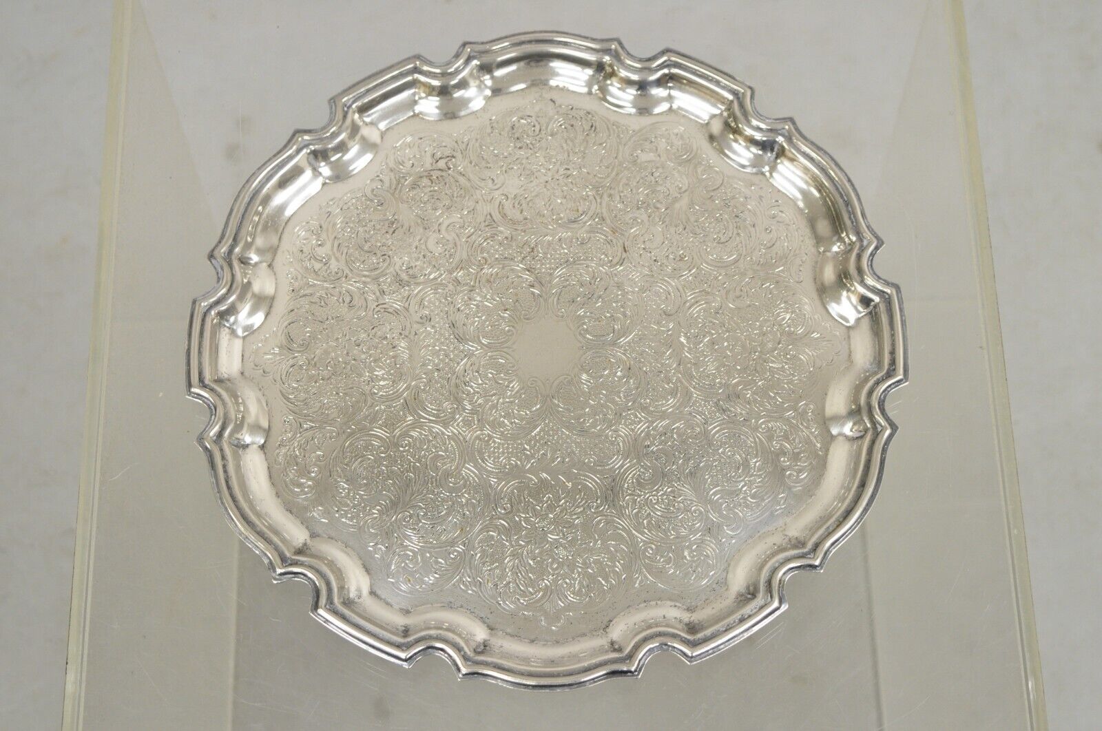 Cavalier England Victorian Silver Plated Scalloped Serving Platter Tray