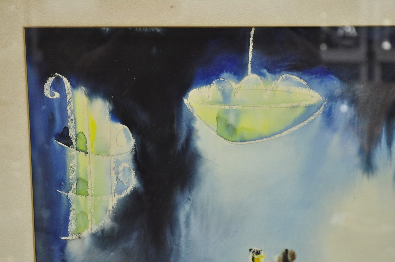 Itzhak Nesher (Austrian Israeli b 1929) "String Group" Judaica Watercolor Signed