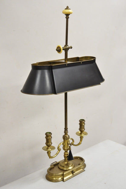 Vintage Chapman 1972 Bouillotte Brass Desk Table Lamp w/ Black Tole Metal Shade