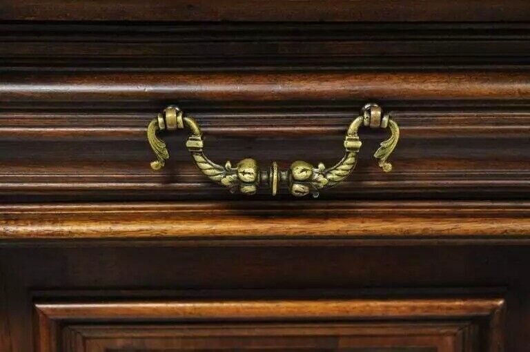 Gothic Renaissance Revival Carved Walnut Dragon Griffin Sideboard Buffet Cabinet