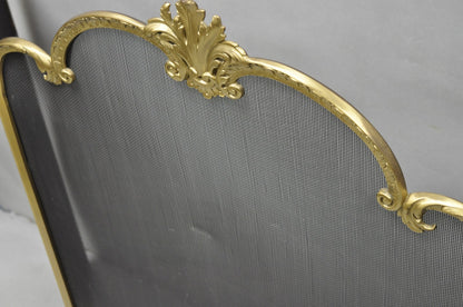 Vintage French Louis XV Style Gold Bronze Acanthus Folding Fireplace Screen