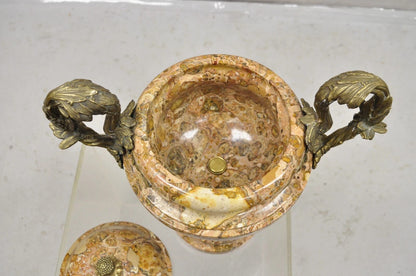 Vintage Bronze and Marble French Baroque Style Lidded Urn Centerpiece Cassolette