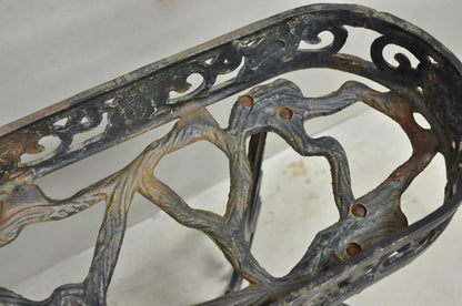 Vintage French Art Nouveau Style Heavy Wrought Iron Garden Planter Plant Stand