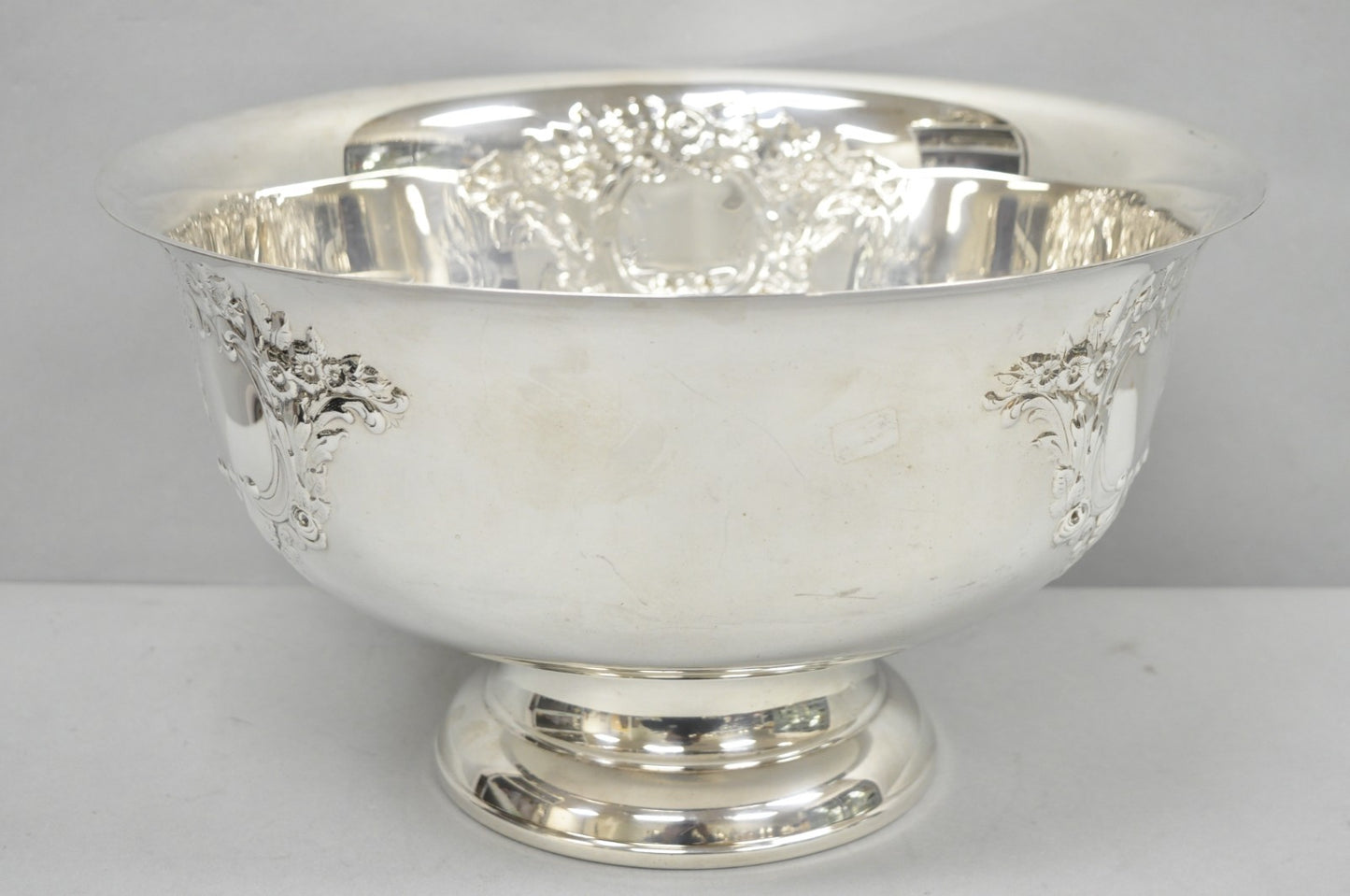 Victorian Floral Repousse Silver Plated Punch Bowl Champagne Chiller Ice Bucket