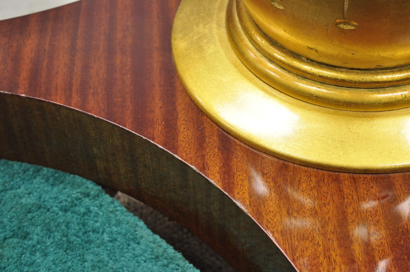 Vintage French Regency Style Mahogany & Gold Gilt Plume Table Pedestal Base (A)