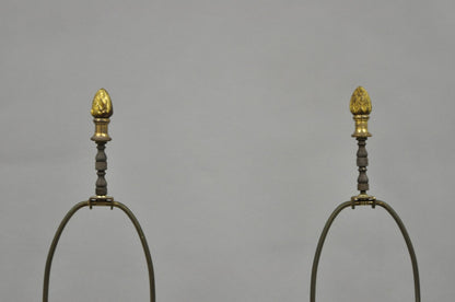 Antique French Louis XV Hand-Painted Porcelain Urn Bronze Table Lamps - a Pair