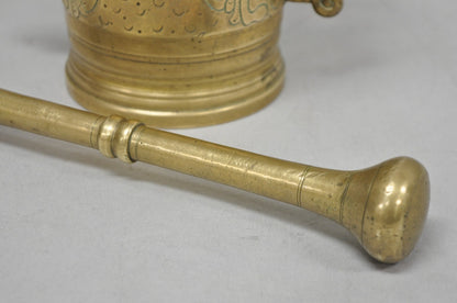 Vintage Primitive Solid Brass Mortar & Pestle Apothecary Medicine Herb Grinder