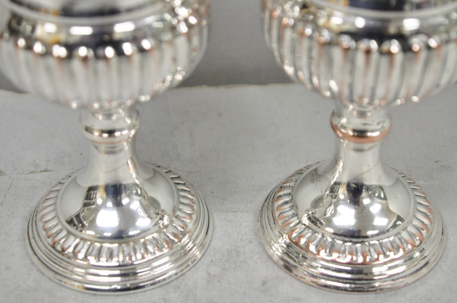 Vintage English Georgian Style Silver Plated Wine Goblet Cup Barware - a Pair