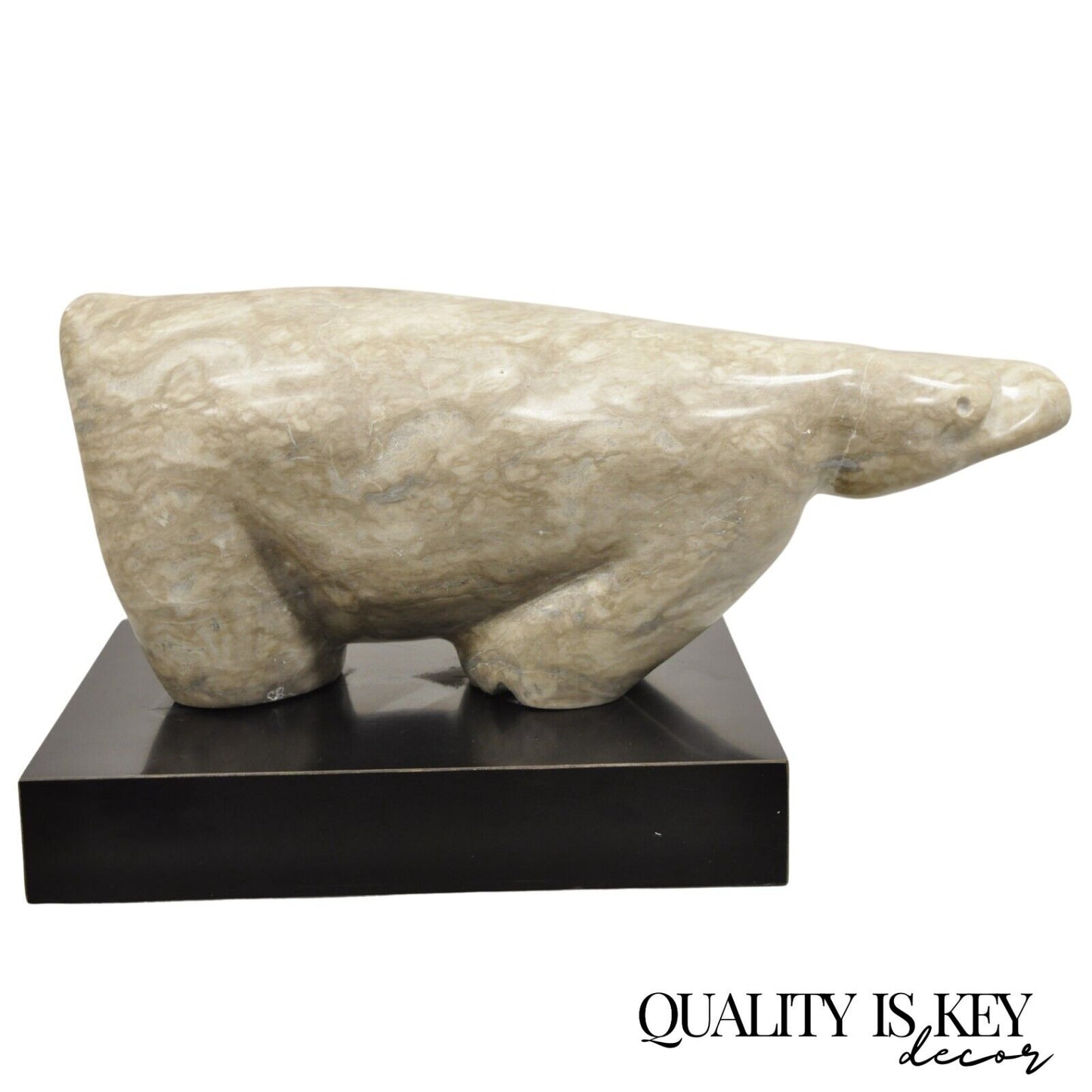 Sheryl C. Benjamin Carved Marble Inuit Polar Bear Abstract Modernist Sculpture