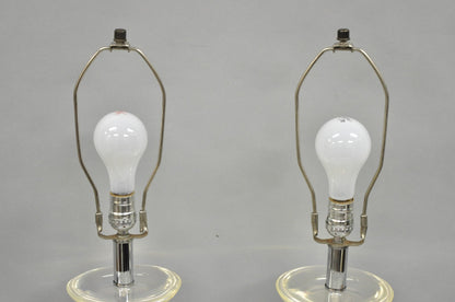 Vintage Postmodern MCM Hivo Van Teal Sculptural Lucite & Chrome Table Lamps Pair
