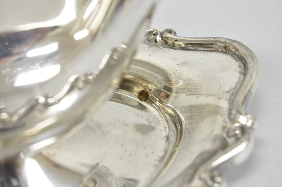 Vintage FB Rogers Silver Plated Victorian Gravy Sauce Boat w/ Attached Dish