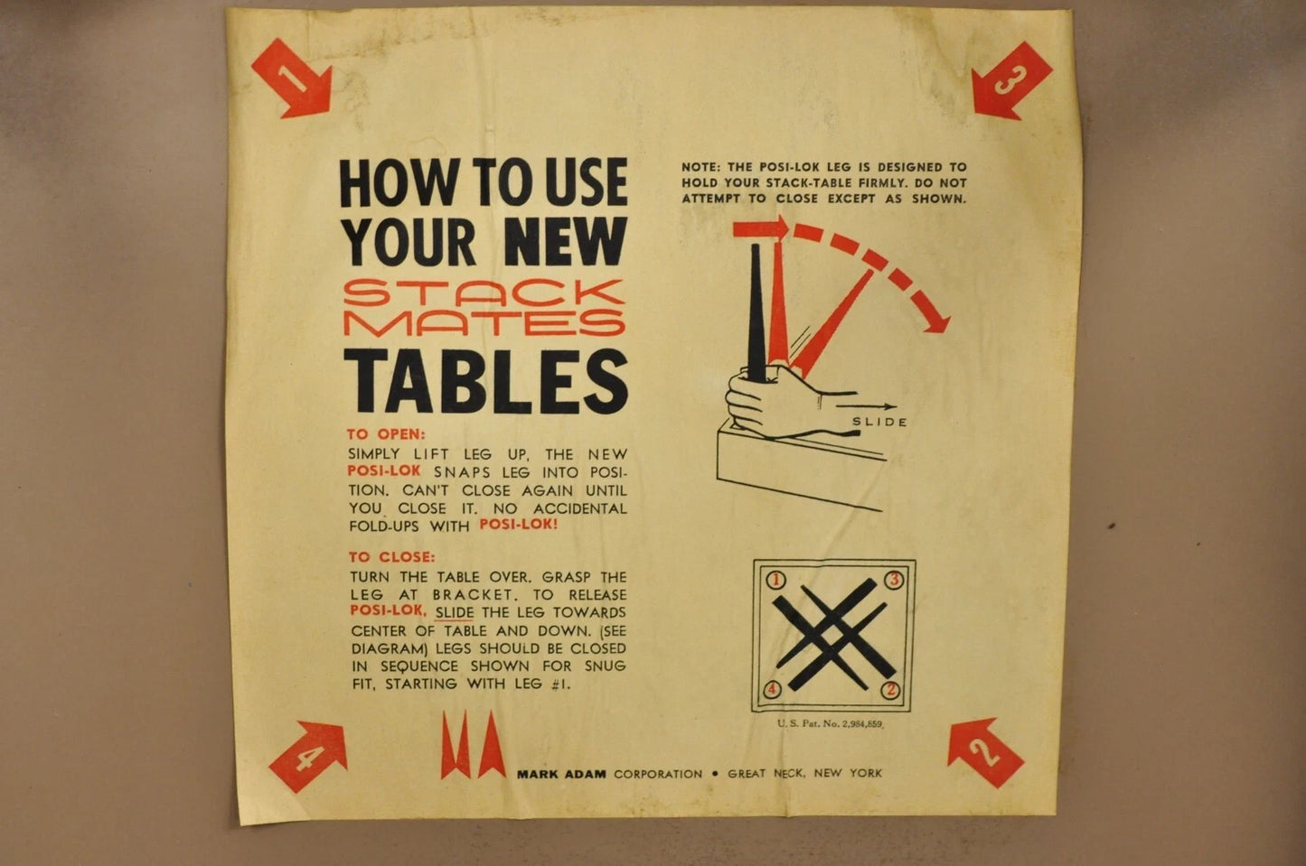 Vintage Mark Adam Co. Mid Century Modern Stacking Folding Snack Table - Set of 3