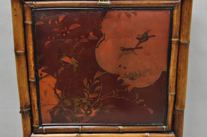 Antique English Victorian Bamboo Chinoiserie Compact Fall Front Secretary Desk