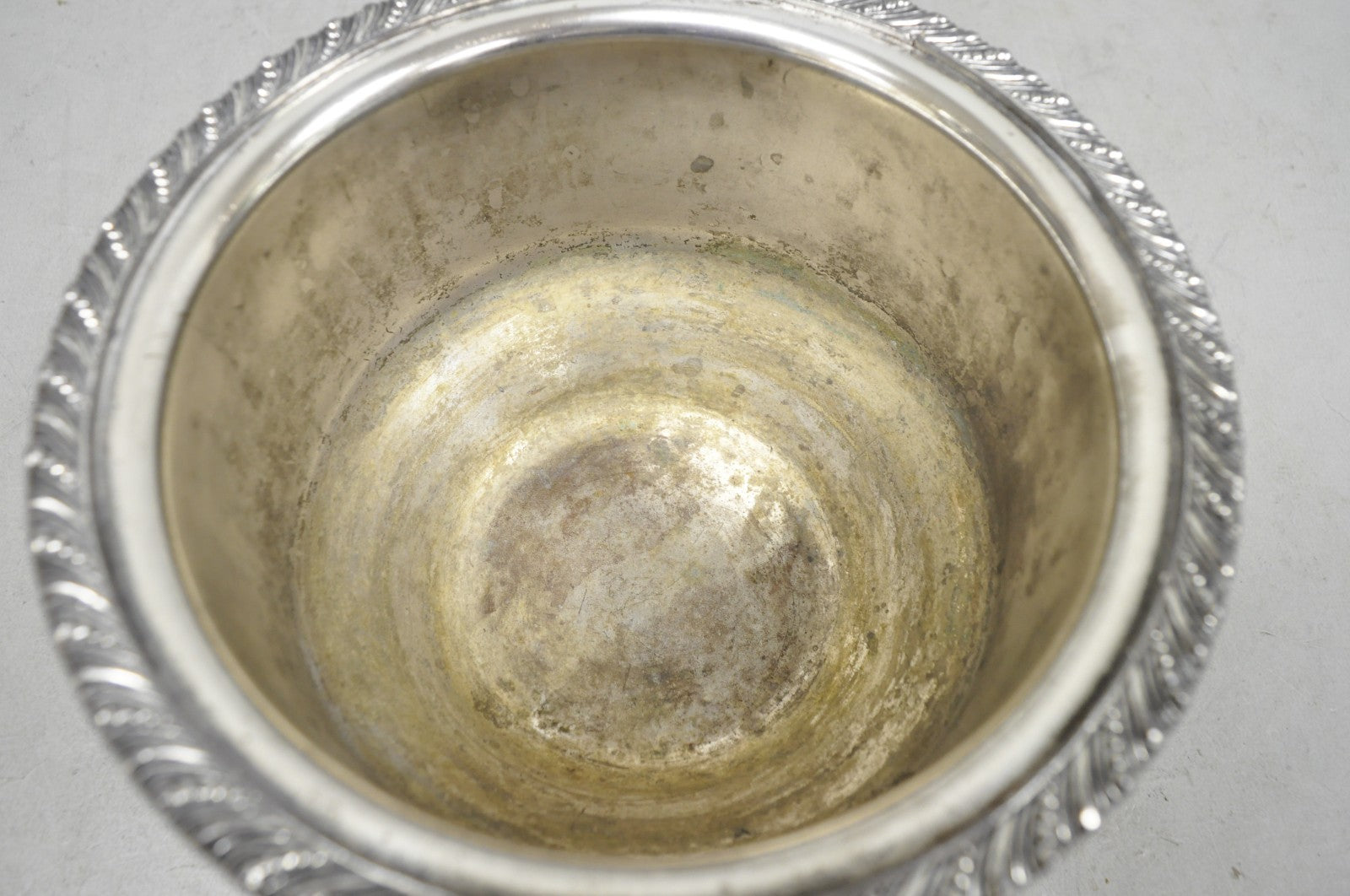 Vintage English Regency Style Silver Plated Low Champagne Chiller Ice Bucket