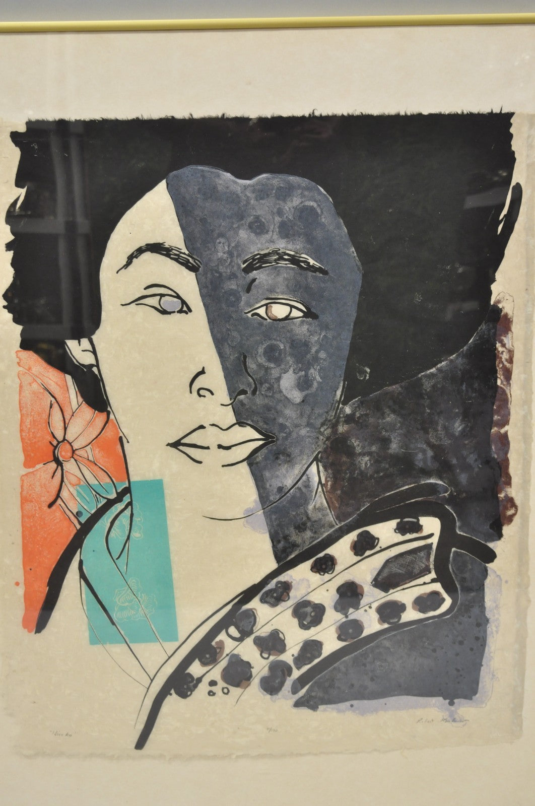 Vintage Robert Kushner 1986 Signed Lithograph Print "Hiroko" for Brooklyn Museum
