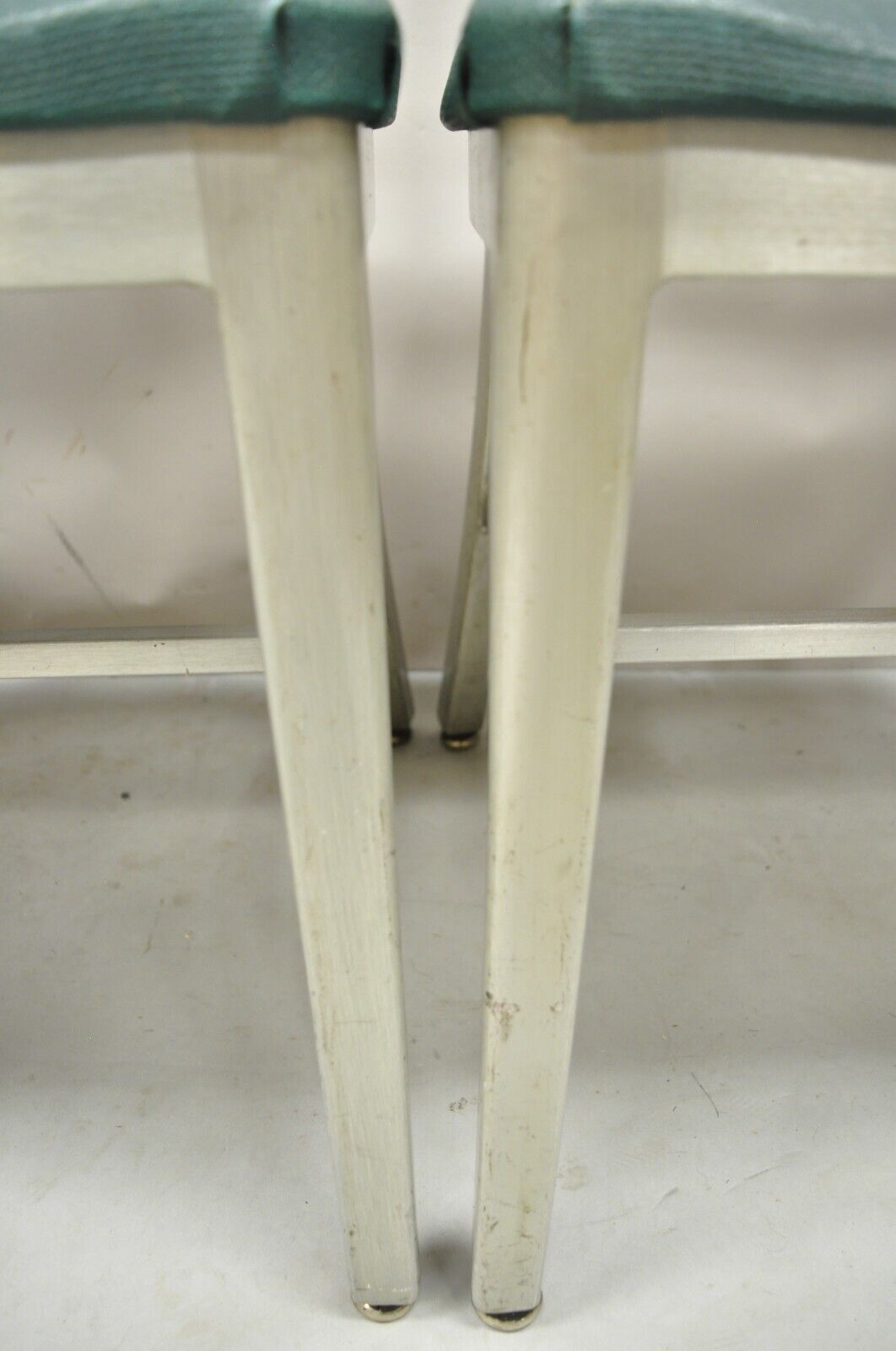Vintage Good Form Aluminum Frame Green Vinyl Side Chairs - Set of 4