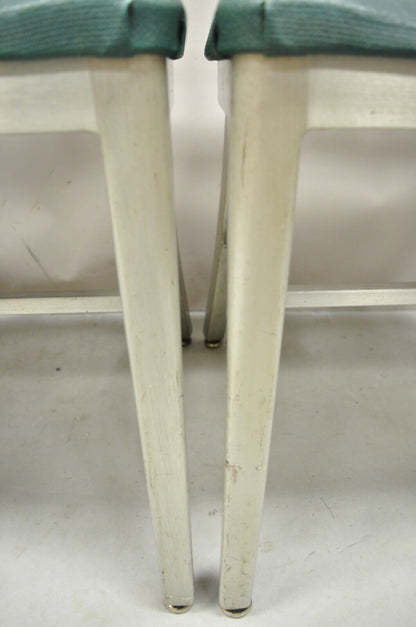Vintage Good Form Aluminum Frame Green Vinyl Side Chairs - Set of 4