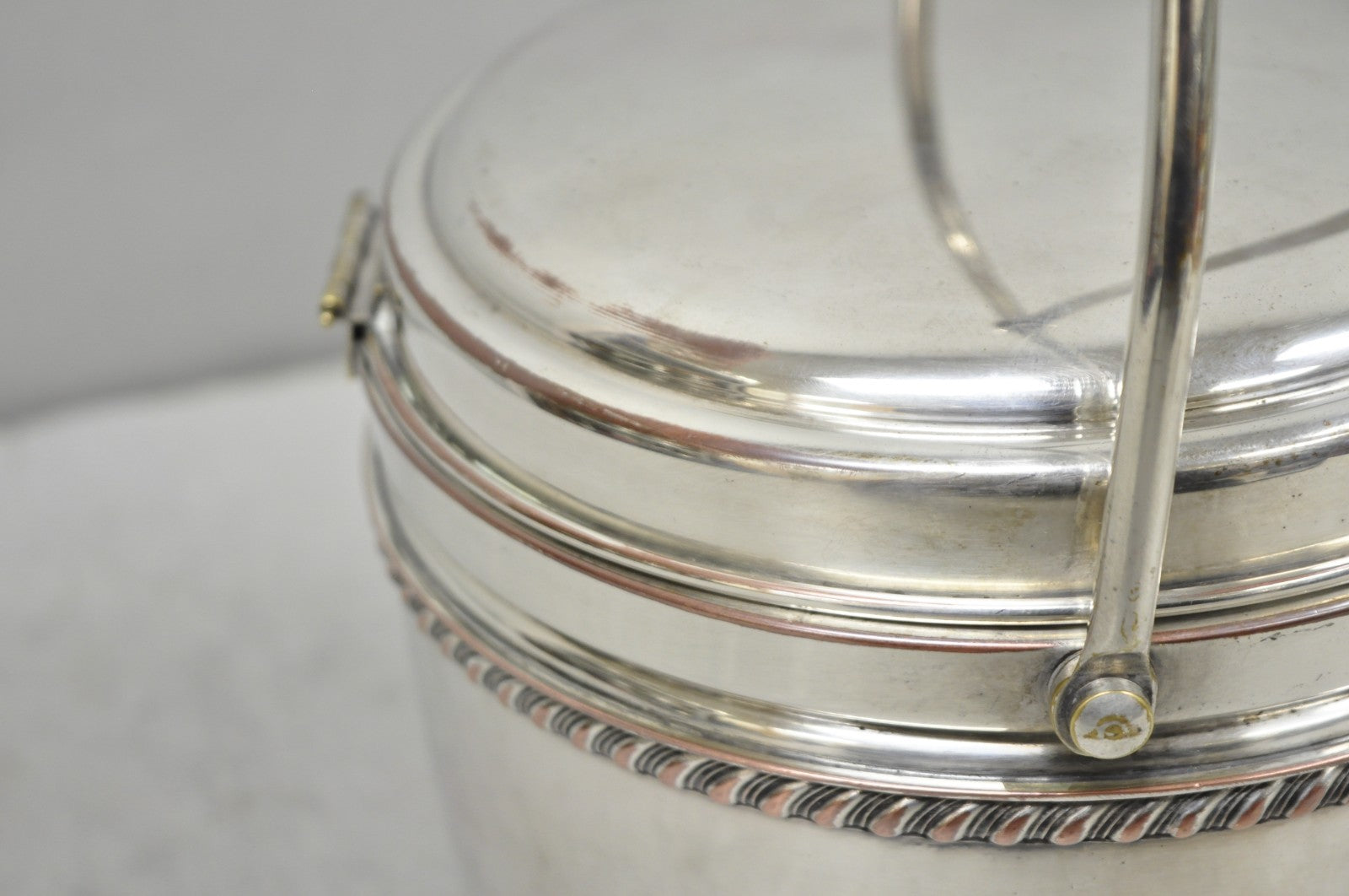 Vintage Bernard Rice's Sons Silver Plated Reticulating Hinge Lid Bar Ice Bucket