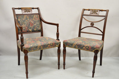 Vintage Mahogany English Sheraton Style Dining Chairs Prince of Wales - Set of 6
