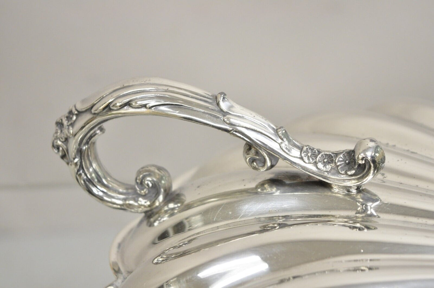 Vintage Regency Style Silver Plated Clam Shell Hinged Warmer Serving Platter