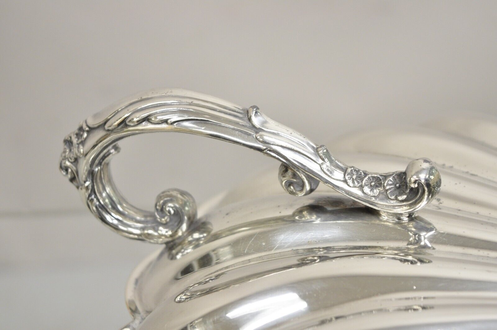 Vintage Regency Style Silver Plated Clam Shell Hinged Warmer Serving Platter